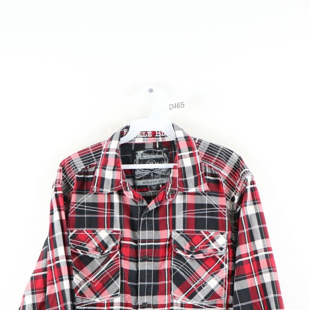 Buckle Black Athletic Double Pocket Button Shirt - image 2